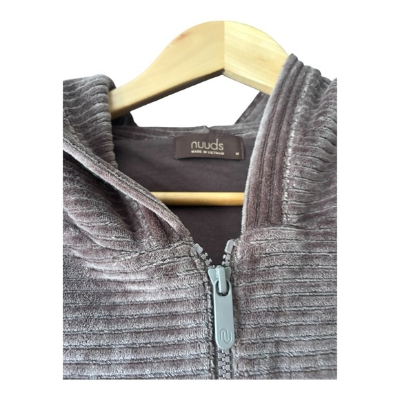 nuuds Full Zip Ribbed hoodie Chocolate Brown Size M - Picture 4 of 10